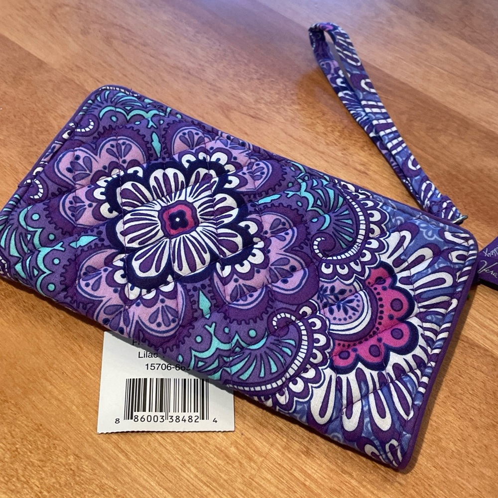 Vera Bradley Lilac Tapestry Wallet Zip Wristlet NWT - Lilac Tapestry 15706-669 - Picture 2 of 6